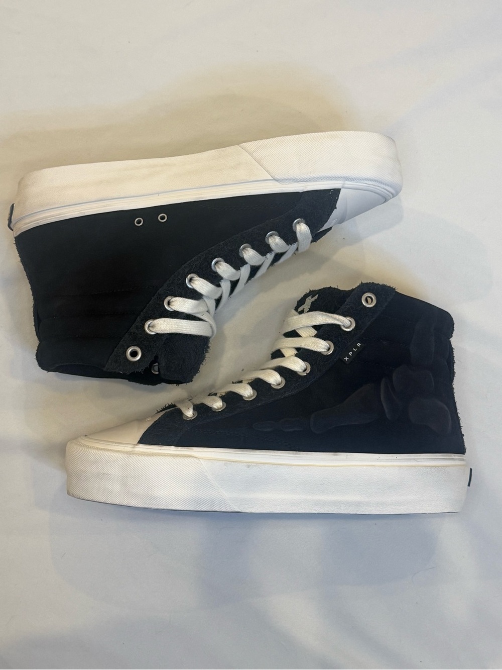 Straye x XPLR Venice Stomper Bones Skeleton Foot High Top Sneaker Black Suede 12 - Picture 11 of 15